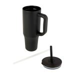 Thermobeker met siliconen rietje en lekvrije dop 900 ml kleur zwart tweede weergave