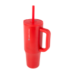 Thermobeker met siliconen rietje en lekvrije dop 900 ml kleur rood weergave bedrukking logo 2