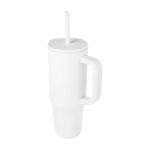 Thermobeker met siliconen rietje en lekvrije dop 900 ml kleur wit
