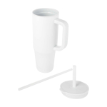 Thermobeker met siliconen rietje en lekvrije dop 900 ml kleur wit tweede weergave
