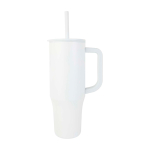 Thermobeker met siliconen rietje en lekvrije dop 900 ml kleur wit weergave zijkant