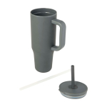Thermobeker met siliconen rietje en lekvrije dop 900 ml kleur grijs tweede weergave