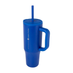 Thermobeker met siliconen rietje en lekvrije dop 900 ml kleur koningsblauw weergave bedrukking logo 2