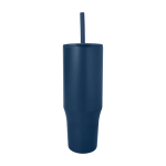Thermobeker met siliconen rietje en lekvrije dop 900 ml kleur marineblauw tweede weergave voorkant