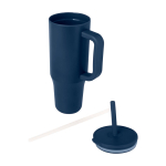 Thermobeker met siliconen rietje en lekvrije dop 900 ml kleur marineblauw tweede weergave