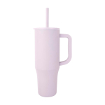 Thermobeker met siliconen rietje en lekvrije dop 900 ml kleur lila weergave zijkant