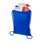 Trekkoordrugzak van gerecycled katoen en RPET 5 L 140 g/m² kleur koningsblauw tweede weergave