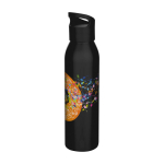 Enkelwandige RVS drinkfles van gerecycled staal 650 ml kleur zwart