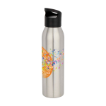 Enkelwandige RVS drinkfles van gerecycled staal 650 ml kleur lichtgrijs