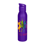 Enkelwandige RVS drinkfles van gerecycled staal 650 ml kleur paars
