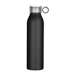 RVS drinkfles van gerecycled staal met rond handvat 650 ml kleur zwart tweede weergave voorkant