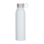 RVS drinkfles van gerecycled staal met rond handvat 650 ml kleur wit tweede weergave voorkant