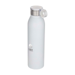 RVS drinkfles van gerecycled staal met rond handvat 650 ml kleur wit weergave bedrukking logo 2