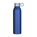 RVS drinkfles van gerecycled staal met rond handvat 650 ml kleur koningsblauw tweede weergave voorkant