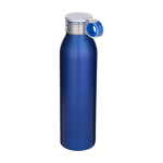 RVS drinkfles van gerecycled staal met rond handvat 650 ml kleur koningsblauw