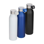 RVS drinkfles van gerecycled staal met rond handvat 650 ml kleur koningsblauw tweede weergave meerdere kleuren