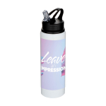 Enkelwandige RVS drinkfles van gerecycled staal 800 ml kleur wit