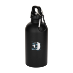Matte enkelwandige RVS drinkfles van gerecycled staal 400 ml kleur zwart weergave tampondruk
