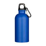 Matte enkelwandige RVS drinkfles van gerecycled staal 400 ml kleur koningsblauw tweede weergave voorkant