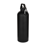 Matte RVS drinkfles van gerecycled staal met karabijnhaak 750 ml kleur zwart