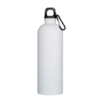 Matte RVS drinkfles van gerecycled staal met karabijnhaak 750 ml kleur wit tweede weergave voorkant