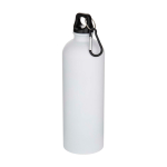 Matte RVS drinkfles van gerecycled staal met karabijnhaak 750 ml kleur wit