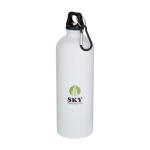 Matte RVS drinkfles van gerecycled staal met karabijnhaak 750 ml kleur wit weergave tampondruk