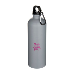 Matte RVS drinkfles van gerecycled staal met karabijnhaak 750 ml kleur grijs weergave tampondruk