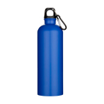 Matte RVS drinkfles van gerecycled staal met karabijnhaak 750 ml kleur koningsblauw tweede weergave voorkant