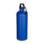 Matte RVS drinkfles van gerecycled staal met karabijnhaak 750 ml kleur koningsblauw