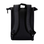 Waterdichte rolltop rugzak van kunstleer voor laptop 15” kleur zwart tweede weergave achterkant