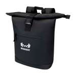 Waterdichte rolltop rugzak van kunstleer voor laptop 15” kleur zwart weergave transfer printen