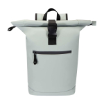 Waterdichte rolltop rugzak van kunstleer voor laptop 15” kleur grijs tweede weergave voorkant