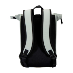 Waterdichte rolltop rugzak van kunstleer voor laptop 15” kleur grijs tweede weergave achterkant