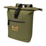 Waterdichte rolltop rugzak van kunstleer voor laptop 15” kleur donkergroen weergave transfer printen