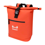 Waterdichte rolltop rugzak van kunstleer voor laptop 15” kleur zalm weergave transfer printen