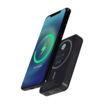 Magnetische draadloze powerbank van gerecycled plastic 5.000 mAh kleur zwart