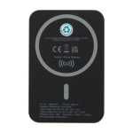 Magnetische draadloze powerbank van gerecycled plastic 5.000 mAh kleur zwart tweede weergave achterkant