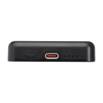 Magnetische draadloze powerbank van gerecycled plastic 5.000 mAh kleur zwart weergave detail 1