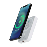 Magnetische draadloze powerbank van gerecycled plastic 5.000 mAh kleur wit