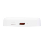 Magnetische draadloze powerbank van gerecycled plastic 5.000 mAh kleur wit weergave detail 1