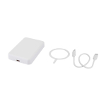 Magnetische draadloze powerbank van gerecycled plastic 5.000 mAh kleur wit derde weergave