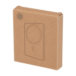 Magnetische draadloze powerbank van gerecycled plastic 5.000 mAh kleur wit tweede weergave met doos