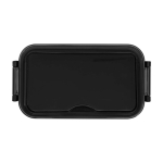 Lunchbox van plastic met bijpassend bestek en ruim compartiment kleur zwart tweede weergave voorkant