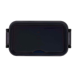 Lunchbox van plastic met bijpassend bestek en ruim compartiment kleur blauw tweede weergave voorkant