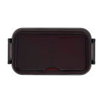 Lunchbox van plastic met bijpassend bestek en ruim compartiment kleur rood tweede weergave voorkant