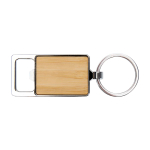 Moderne sleutelhanger van bamboe met geïntegreerde flesopener kleur naturel tweede weergave voorkant