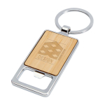 Moderne sleutelhanger van bamboe met geïntegreerde flesopener kleur naturel weergave bedrukking logo 2