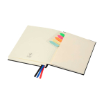 Notitieboek met harde kaft van gerecycled plastic en dagagenda A5 kleur zwart vierde weergave