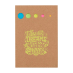 Boekenlegger van hout met kleine en grote kleefnotities kleur naturel weergave tampondruk